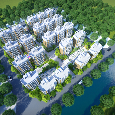  现代小区鸟瞰su模型 