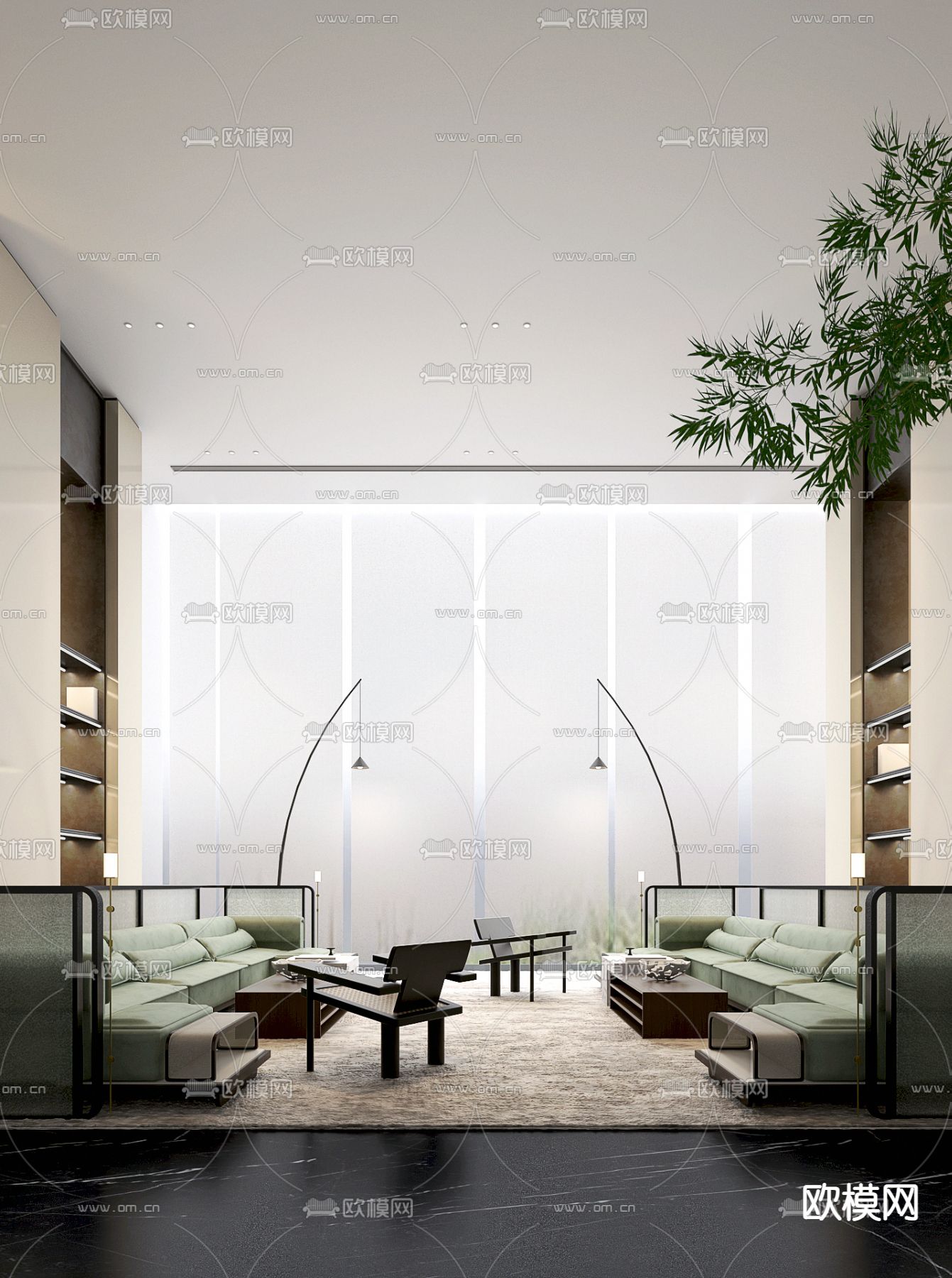 共生形态设计 售楼处洽谈区3d模型下载（渲染图1）