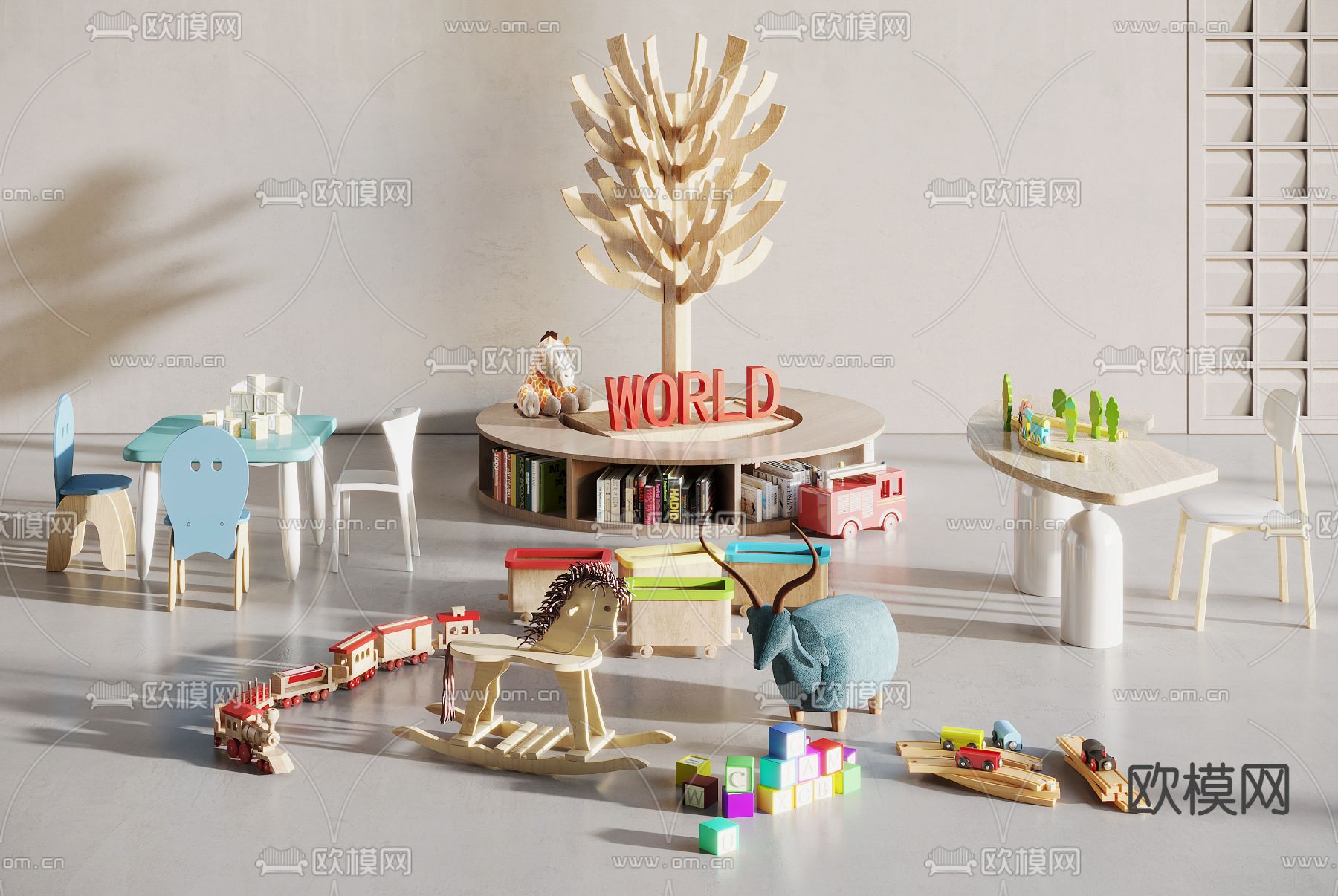 玩具 儿童桌椅 书籍3d模型下载