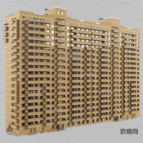 现代高层公寓建筑免费3d模型下载
