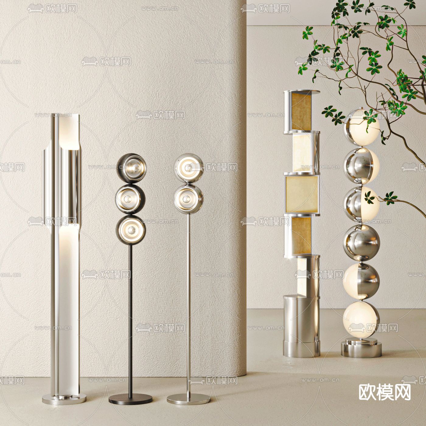 现代落地灯su模型下载（渲染图1）