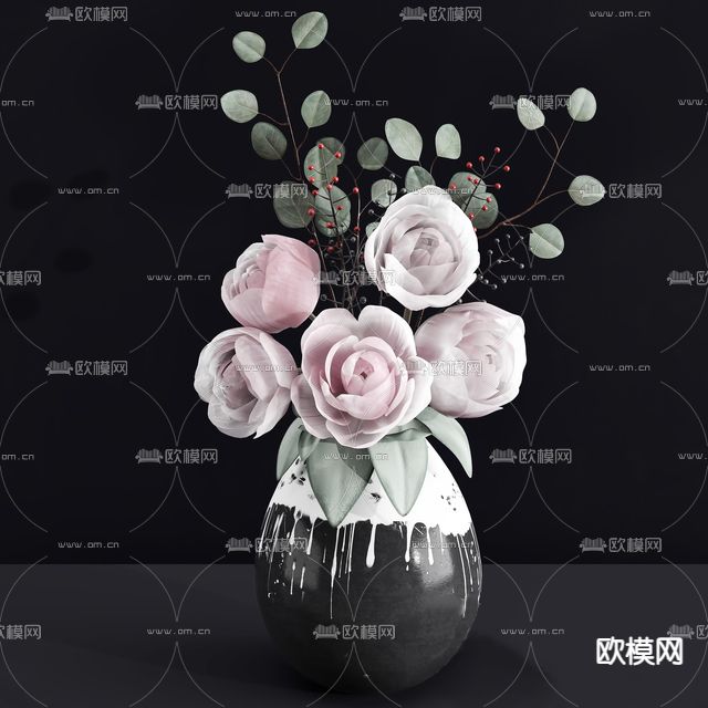 北欧简约插花花卉免费3d模型下载