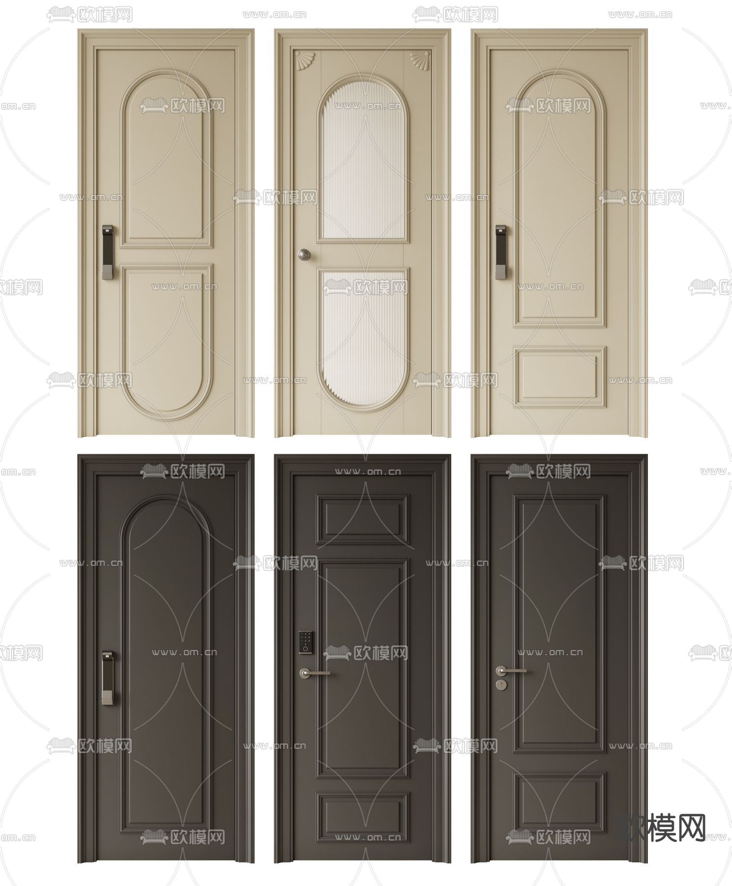 法式入户门 密码门 防盗门3d模型下载