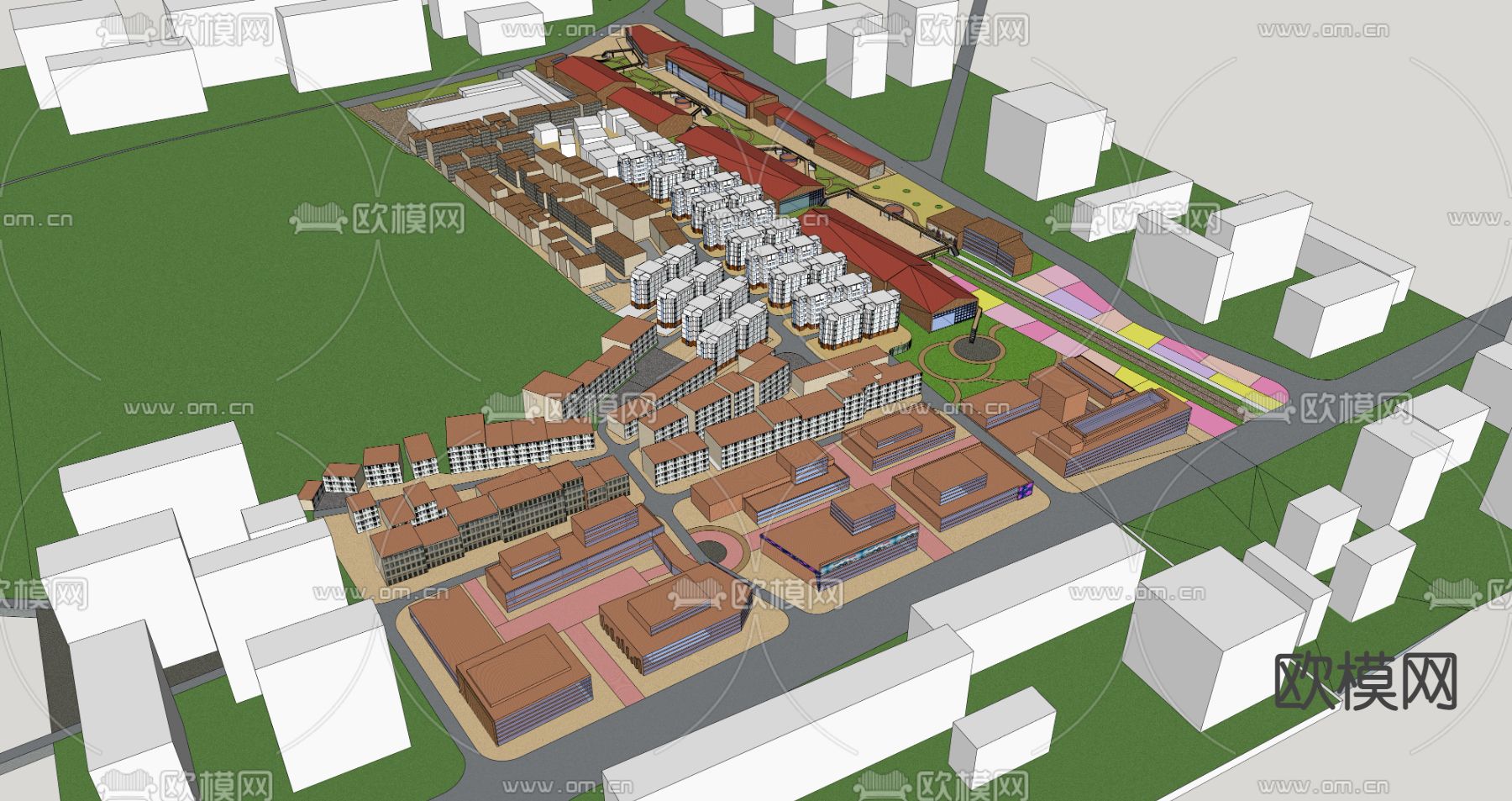 现代工业厂房鸟瞰su模型下载（渲染图5）