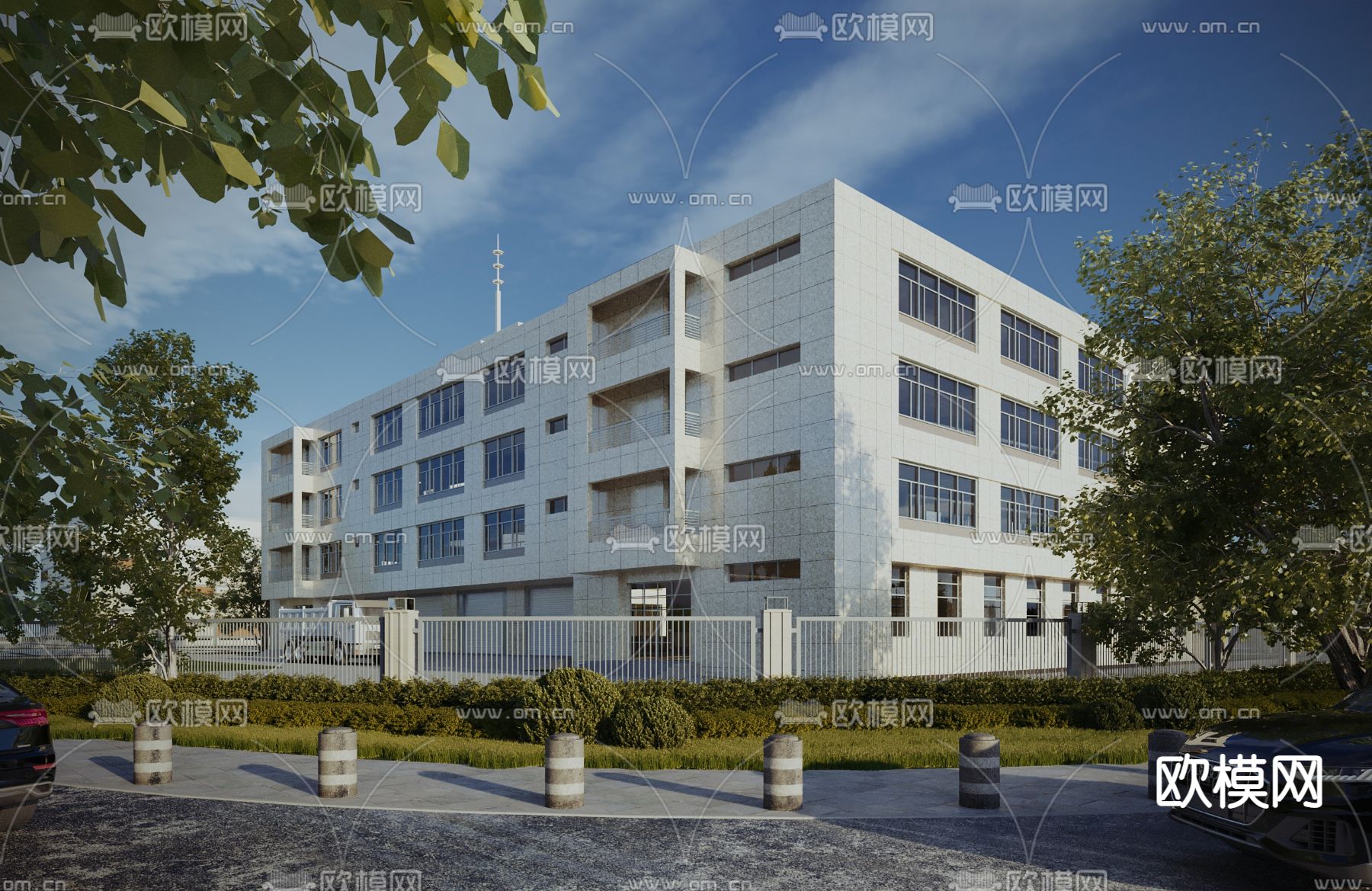 多层办公楼外观3d模型下载
