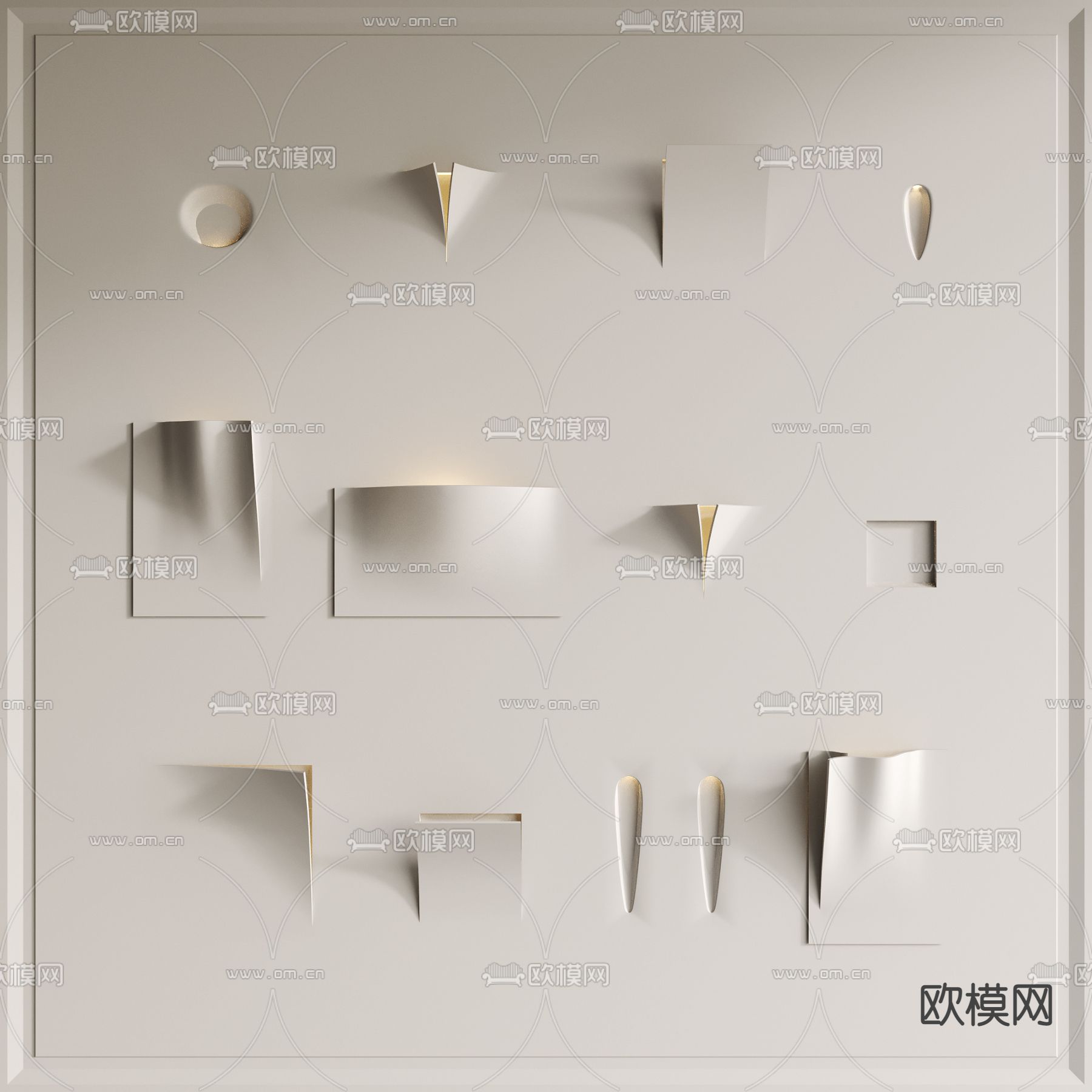 嵌入式壁灯 石膏壁灯3d模型下载