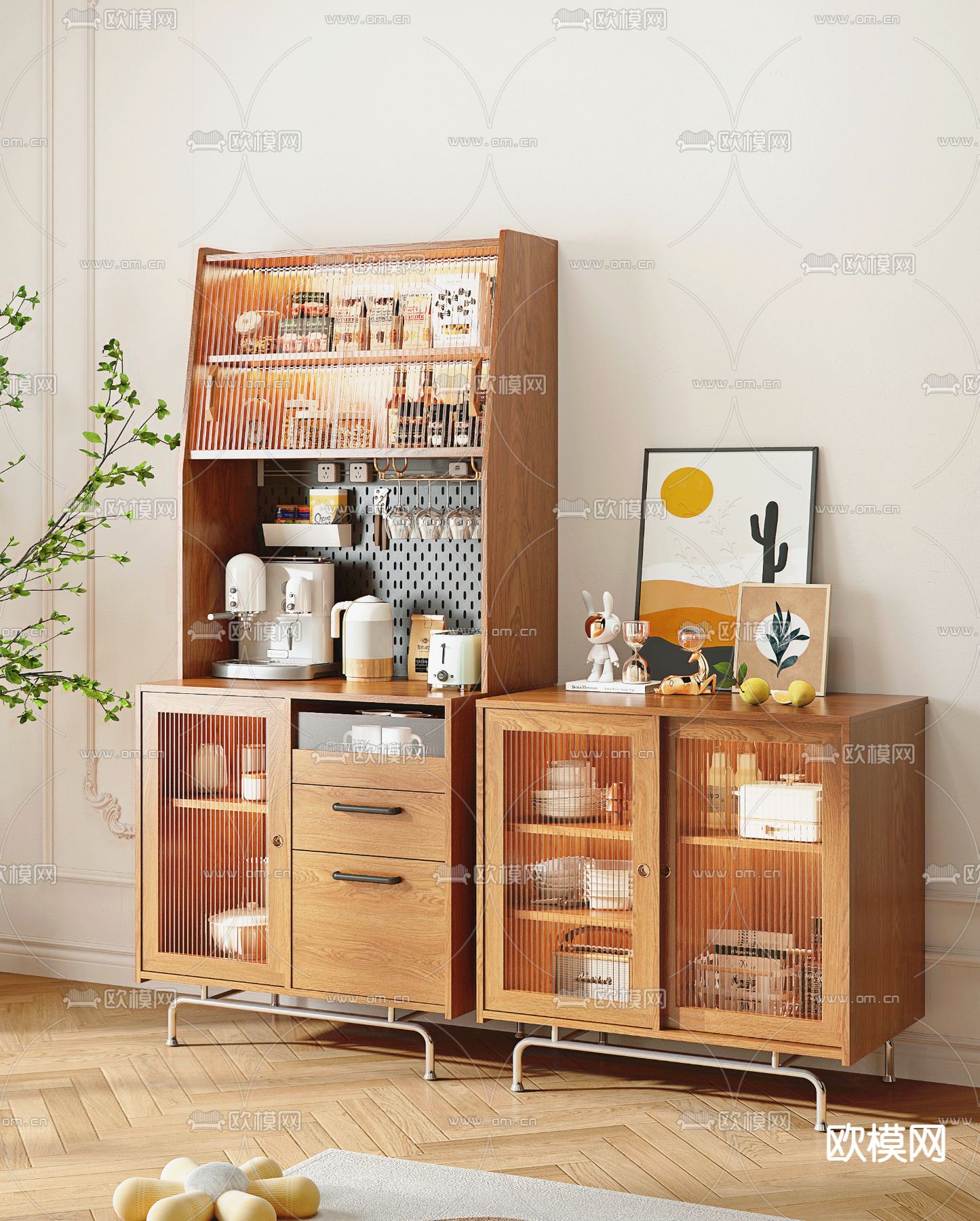 北欧风餐边柜3d模型下载（渲染图1）