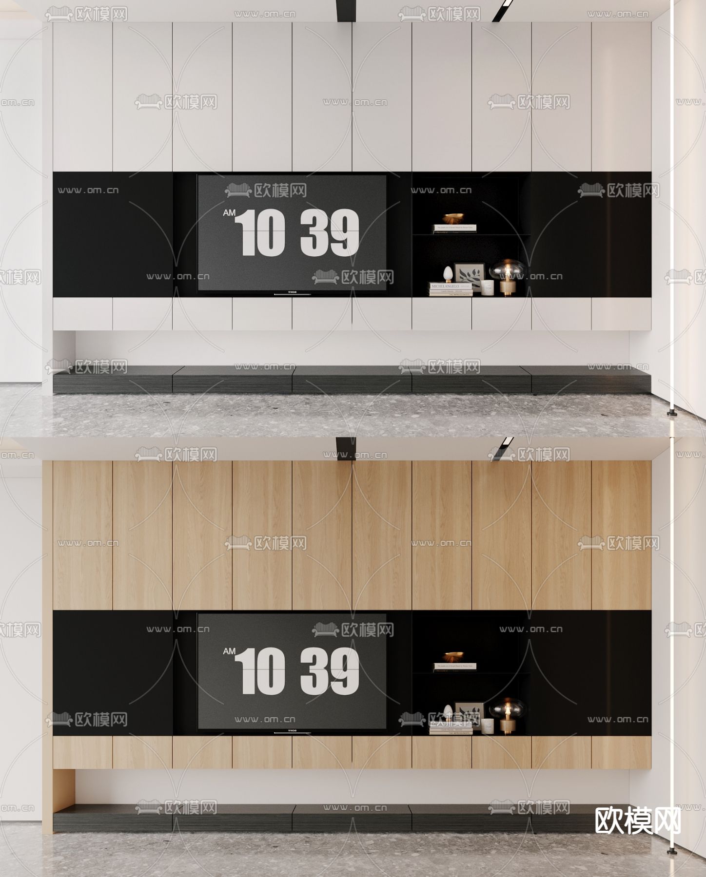 现代电视背景墙3d模型下载