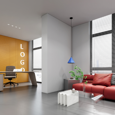  现代办公室 直播间su模型 