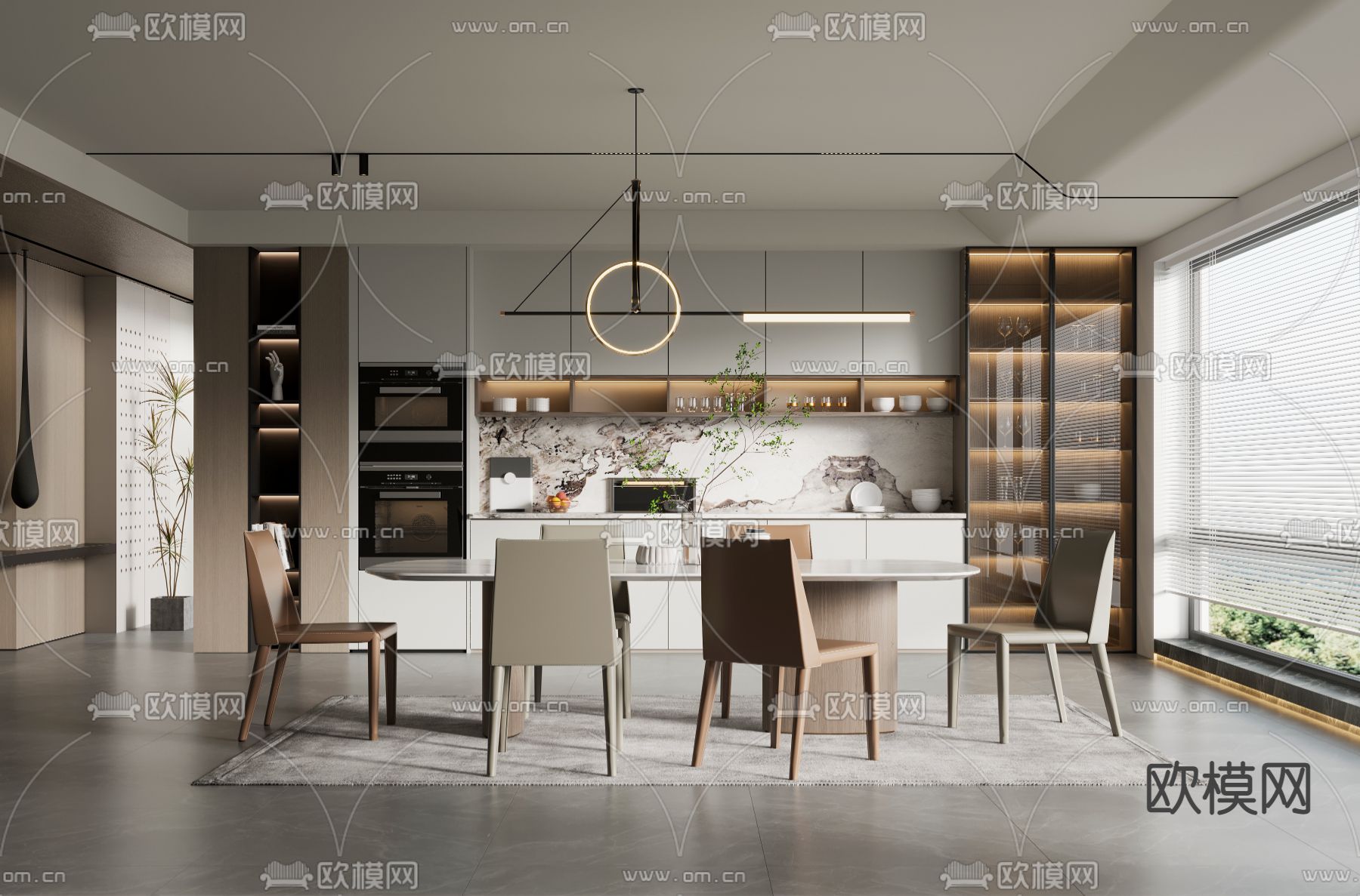 现代餐厅3d模型下载_ID13027596_3dmax免费模型-欧模网