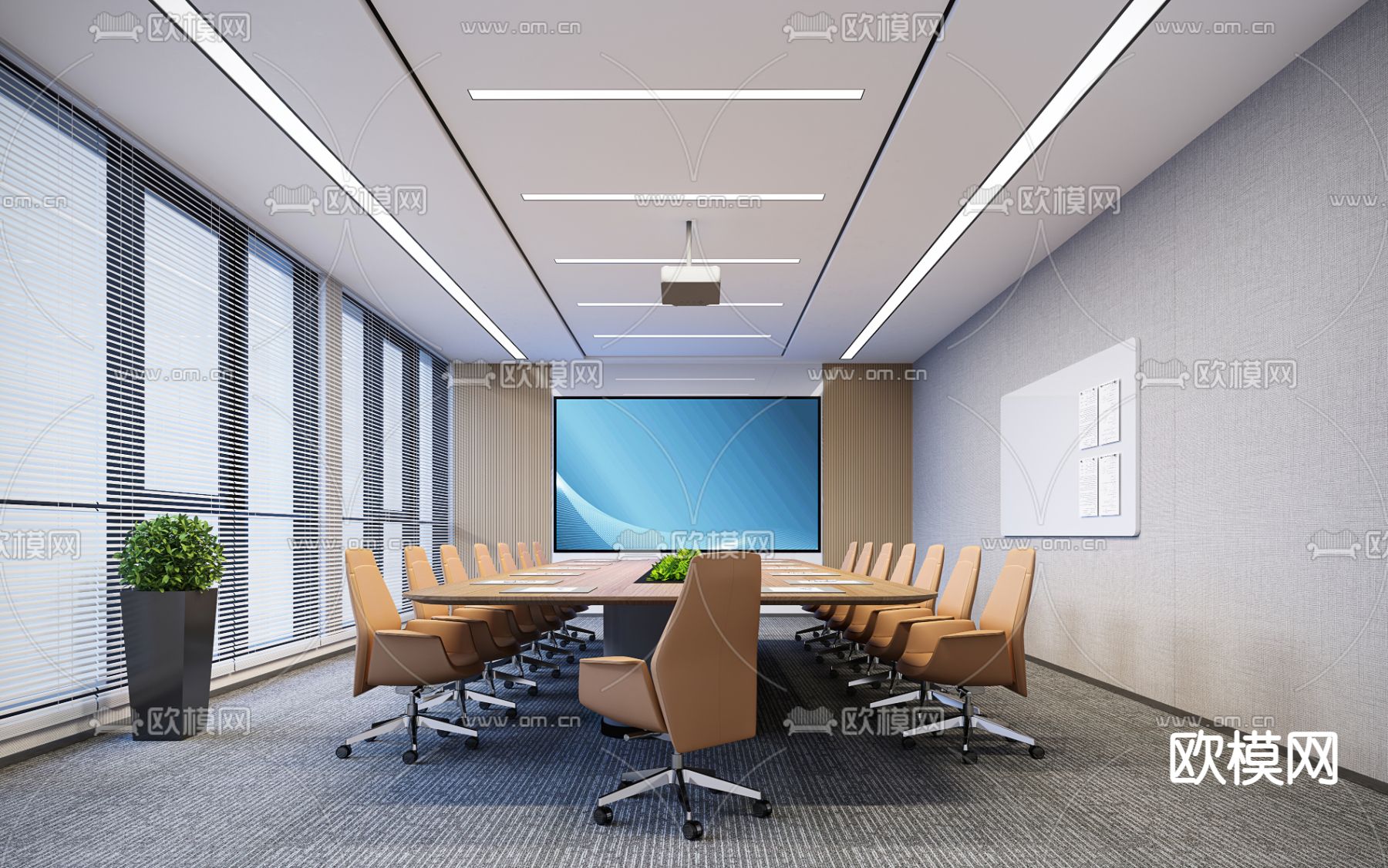 现代会议室 会议厅3d模型下载_ID13025668_3dmax免费模型-欧模网