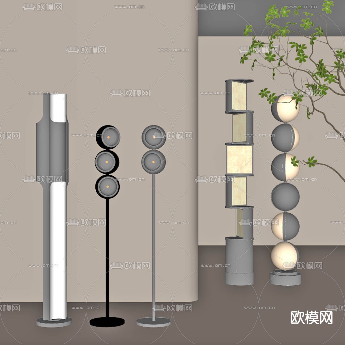 现代落地灯su模型下载（渲染图2）
