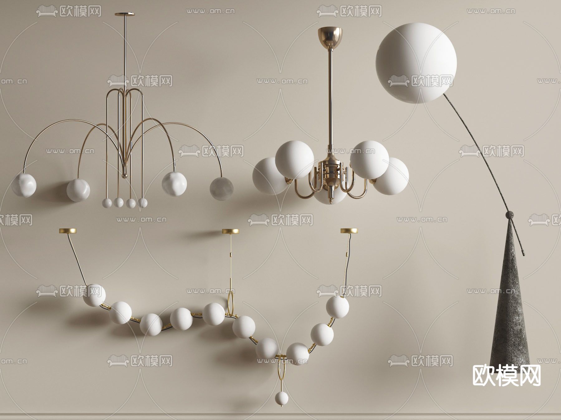 法式吊灯 球形吊灯3d模型下载_ID13027538_3dmax免费模型-欧模网