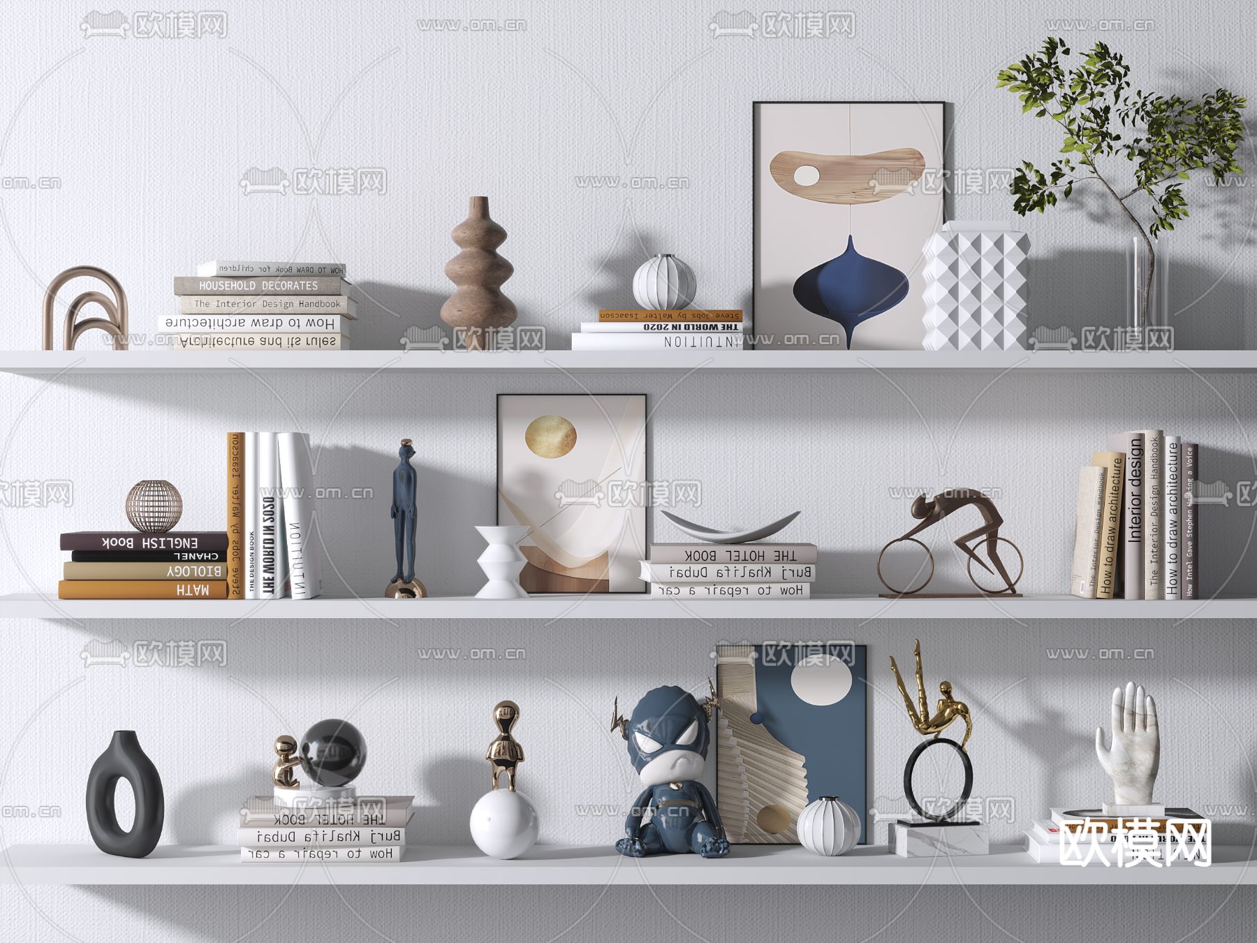 装饰品摆件 书籍 雕塑 相框3d模型下载