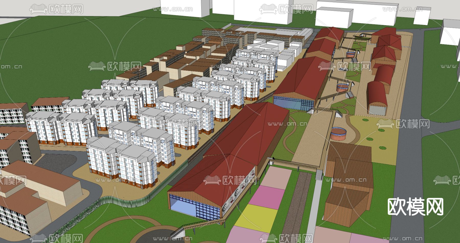 现代工业厂房鸟瞰su模型下载（渲染图6）
