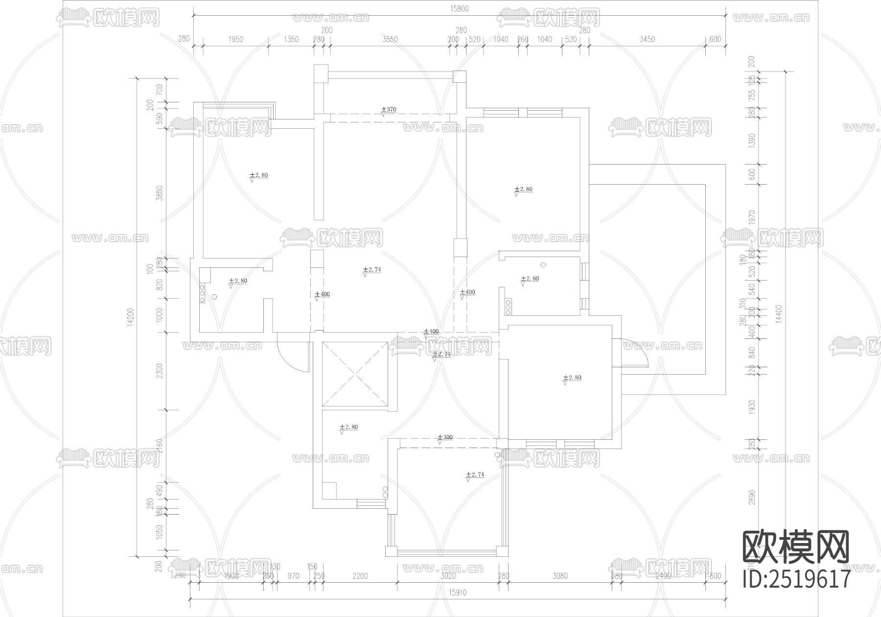 118平金色港湾CAD施工图下载（渲染图2）