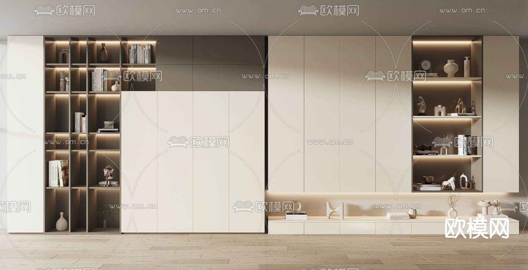 现代书柜 装饰柜3d模型下载