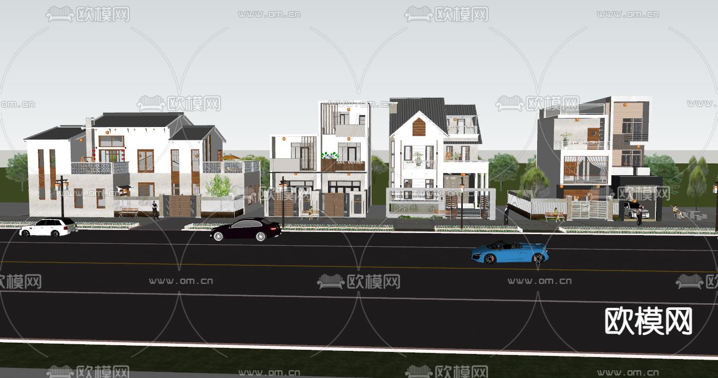 现代别墅建筑外观su模型