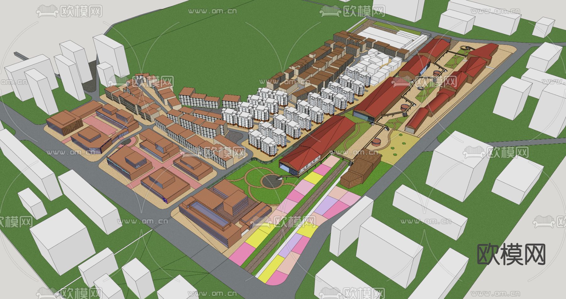 现代工业厂房鸟瞰su模型下载（渲染图4）