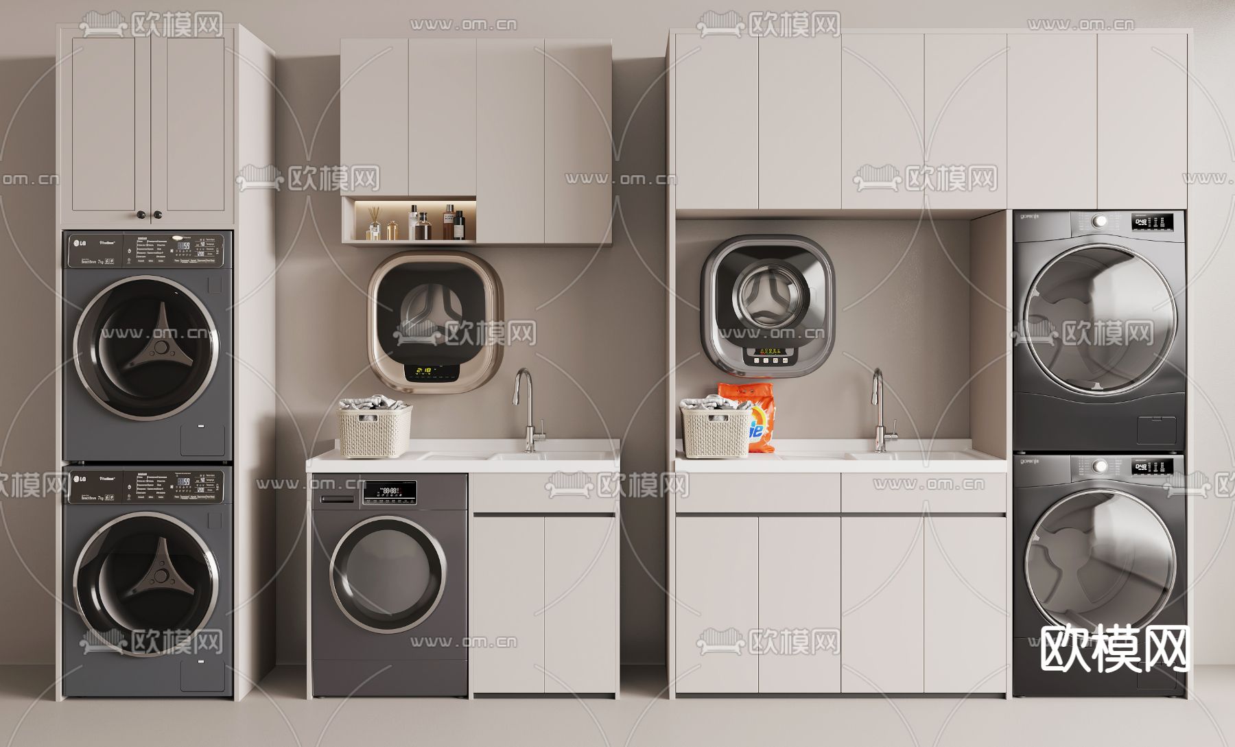 浴室柜 洗衣机柜 滚筒洗衣机3d模型下载