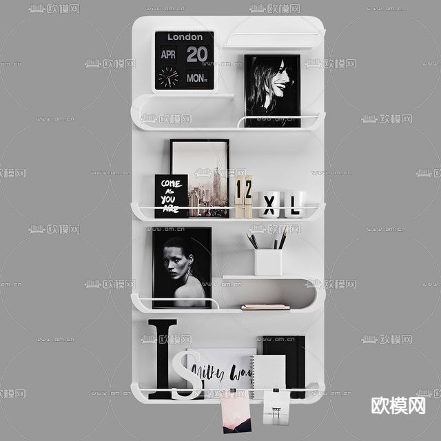 现代极简实木装饰柜免费3d模型下载