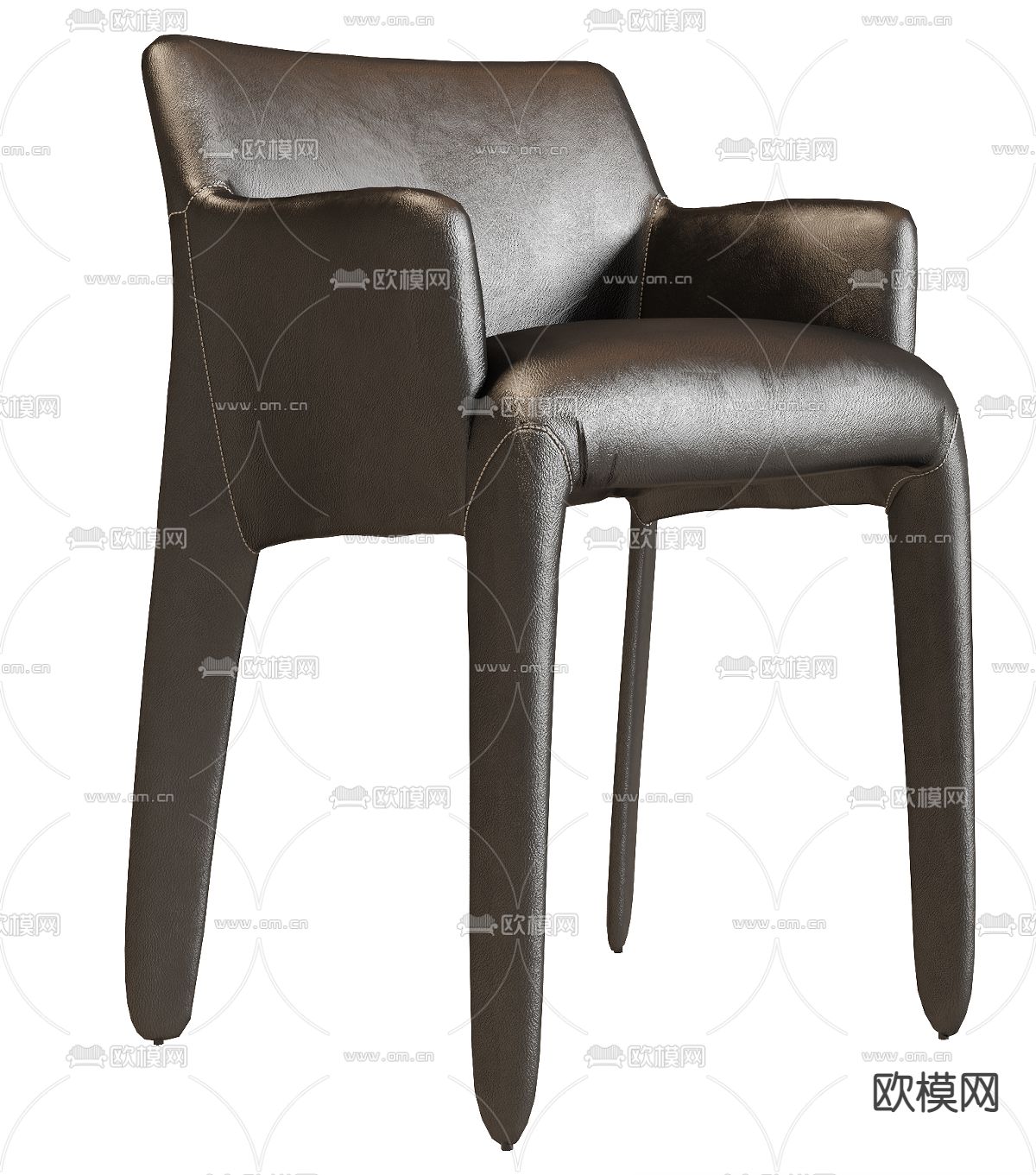 皮革单椅子 餐椅3d模型下载（渲染图2）
