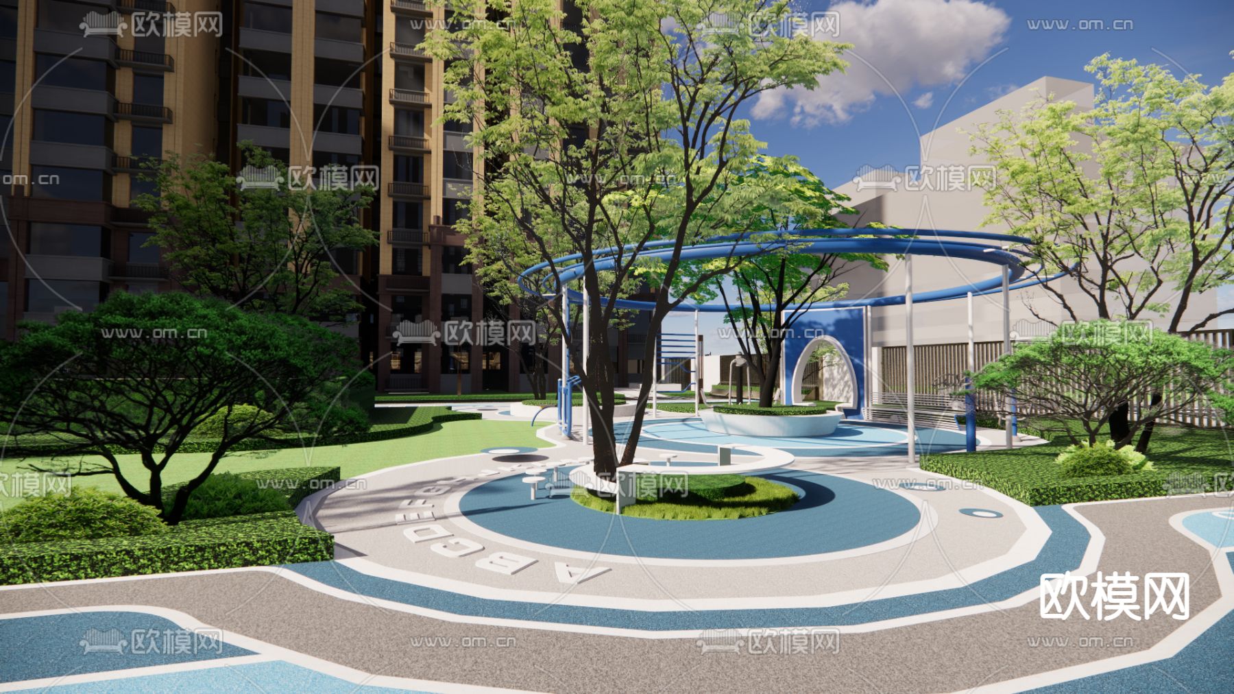 现代口袋公园 儿童活动区su模型