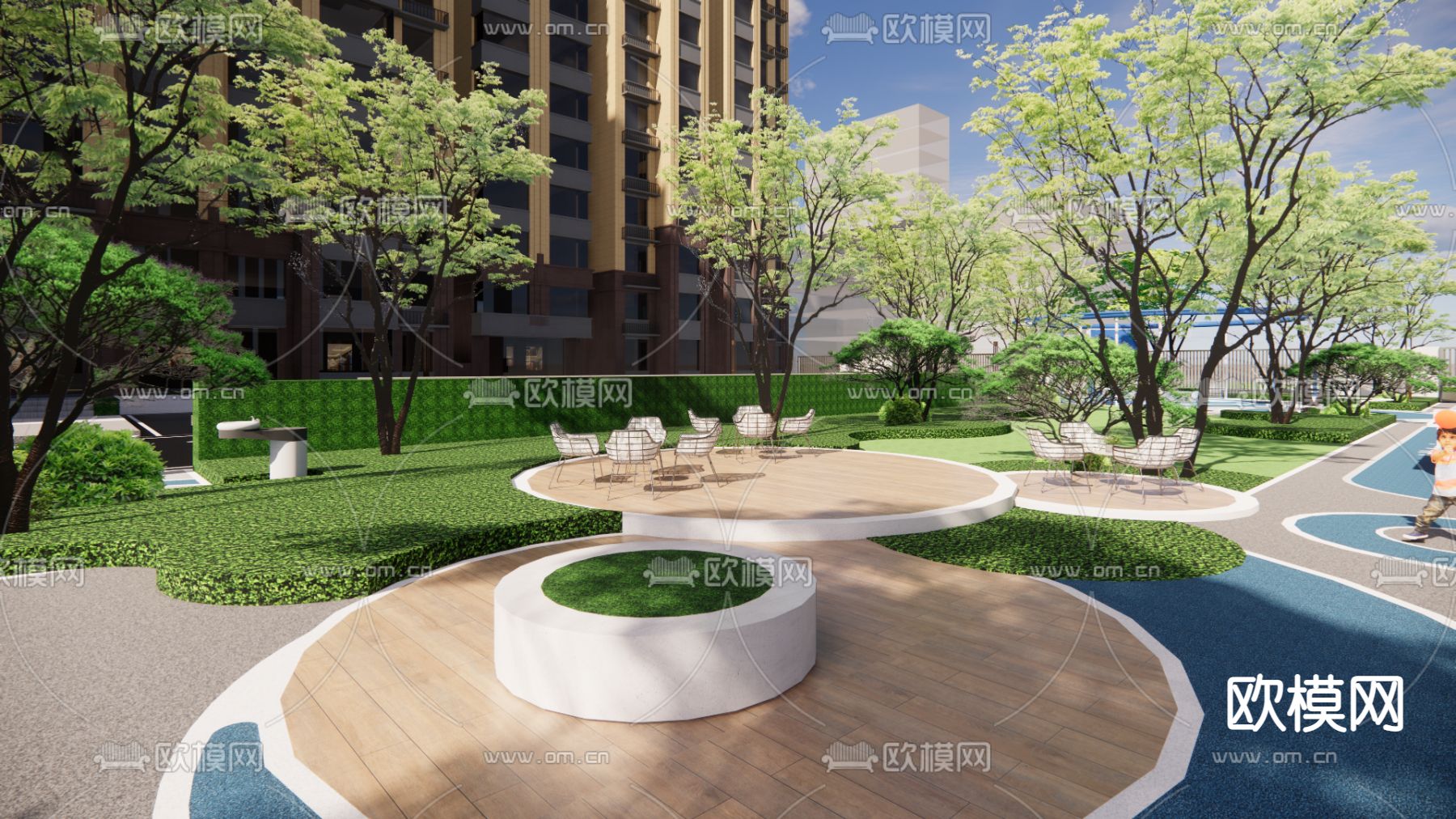 现代口袋公园 儿童活动区su模型