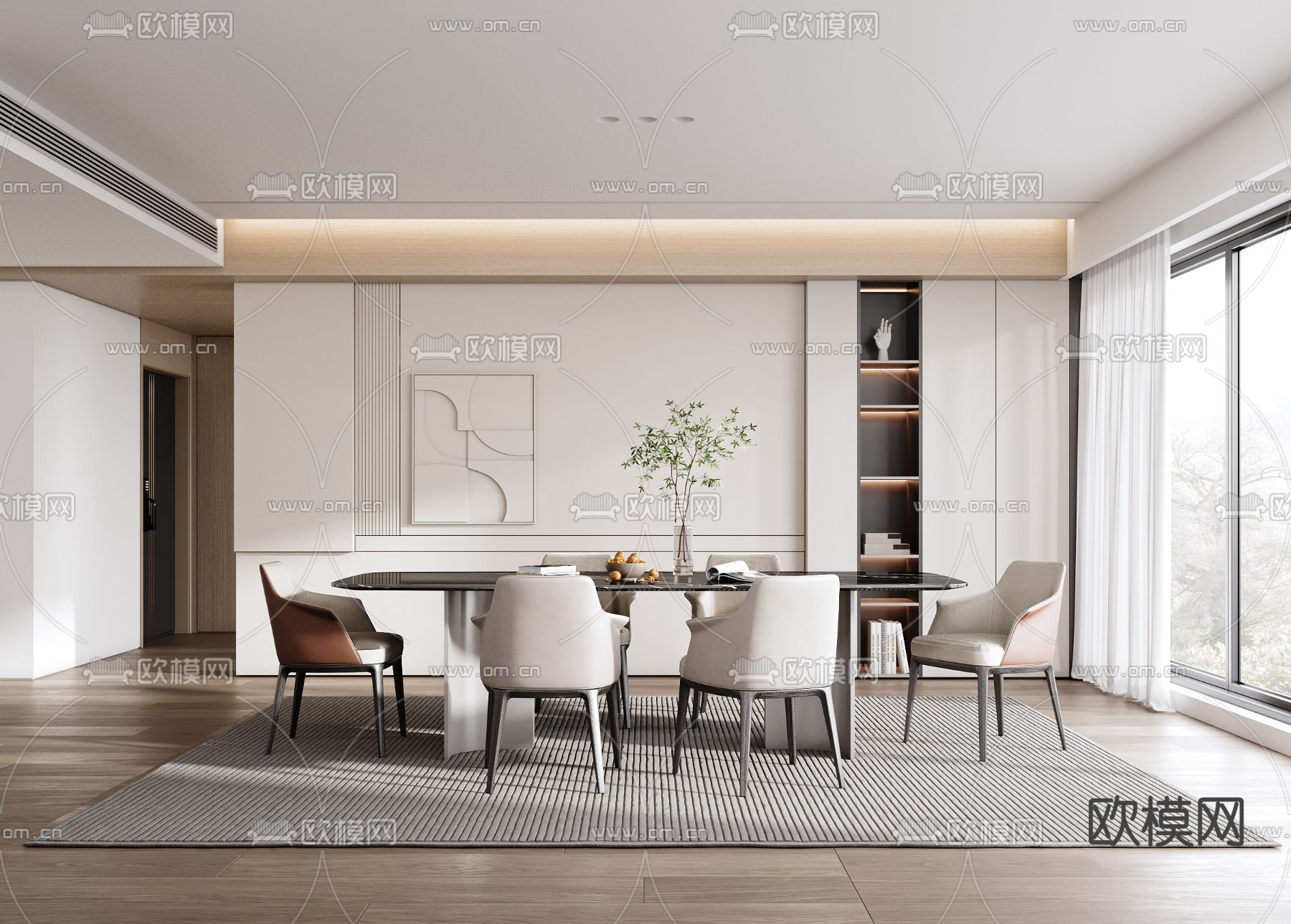 现代餐厅3d模型下载_ID13026912_3dmax免费模型-欧模网