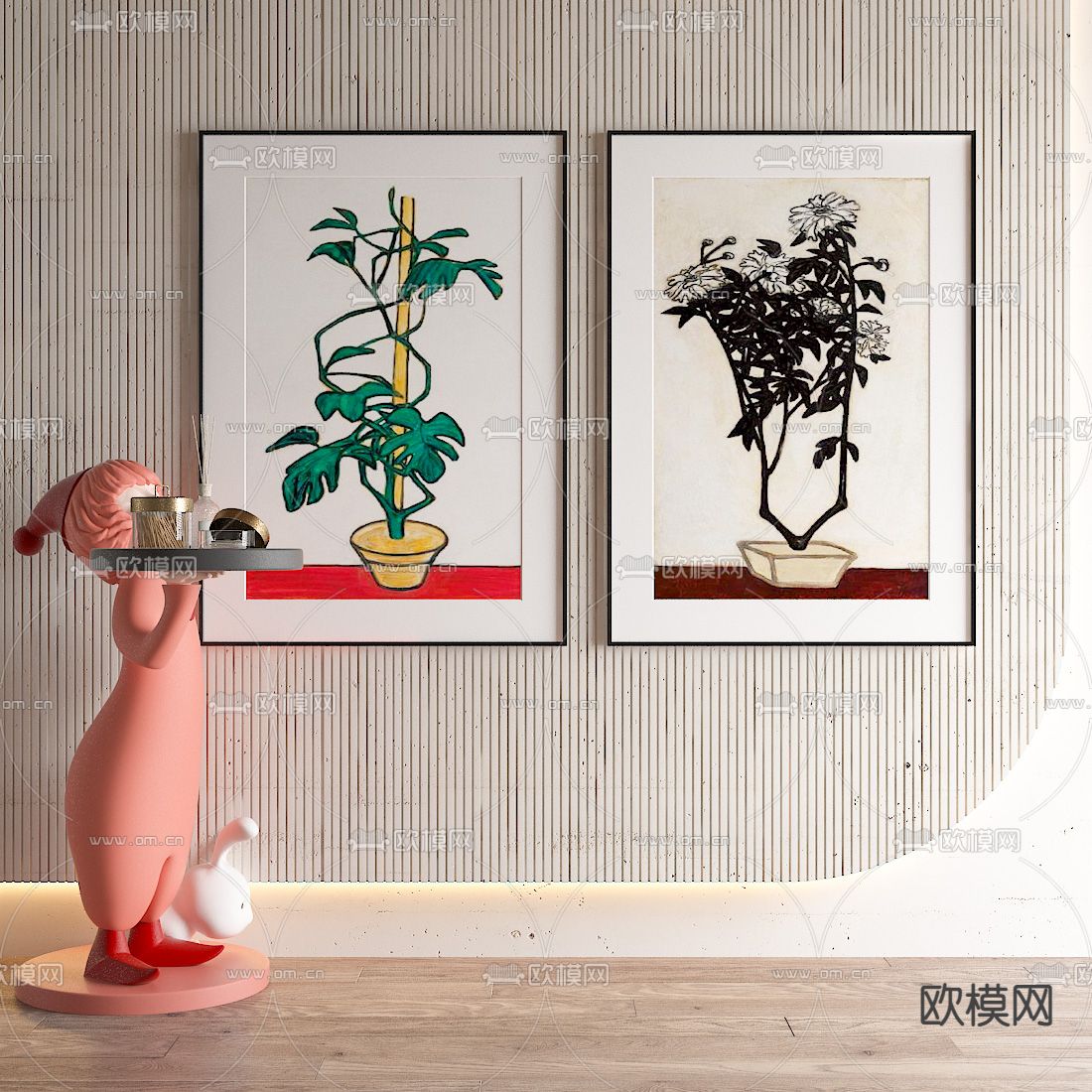 北欧装饰画su模型下载（渲染图1）