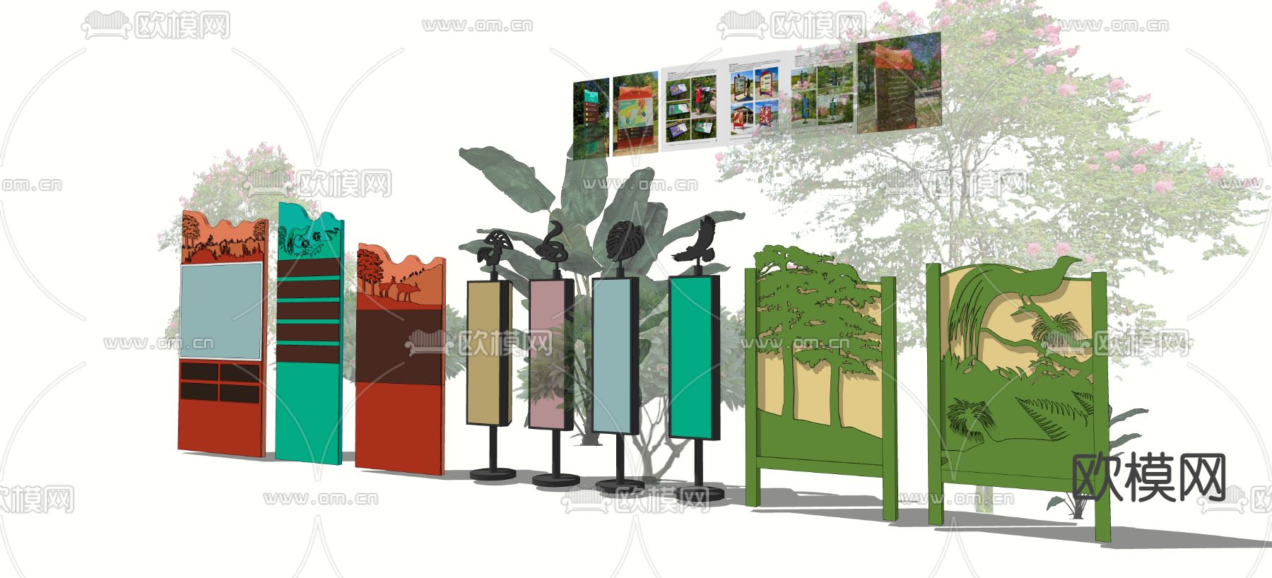 自然风动植物科普牌  指示牌 标识系统su模型下载（渲染图3）