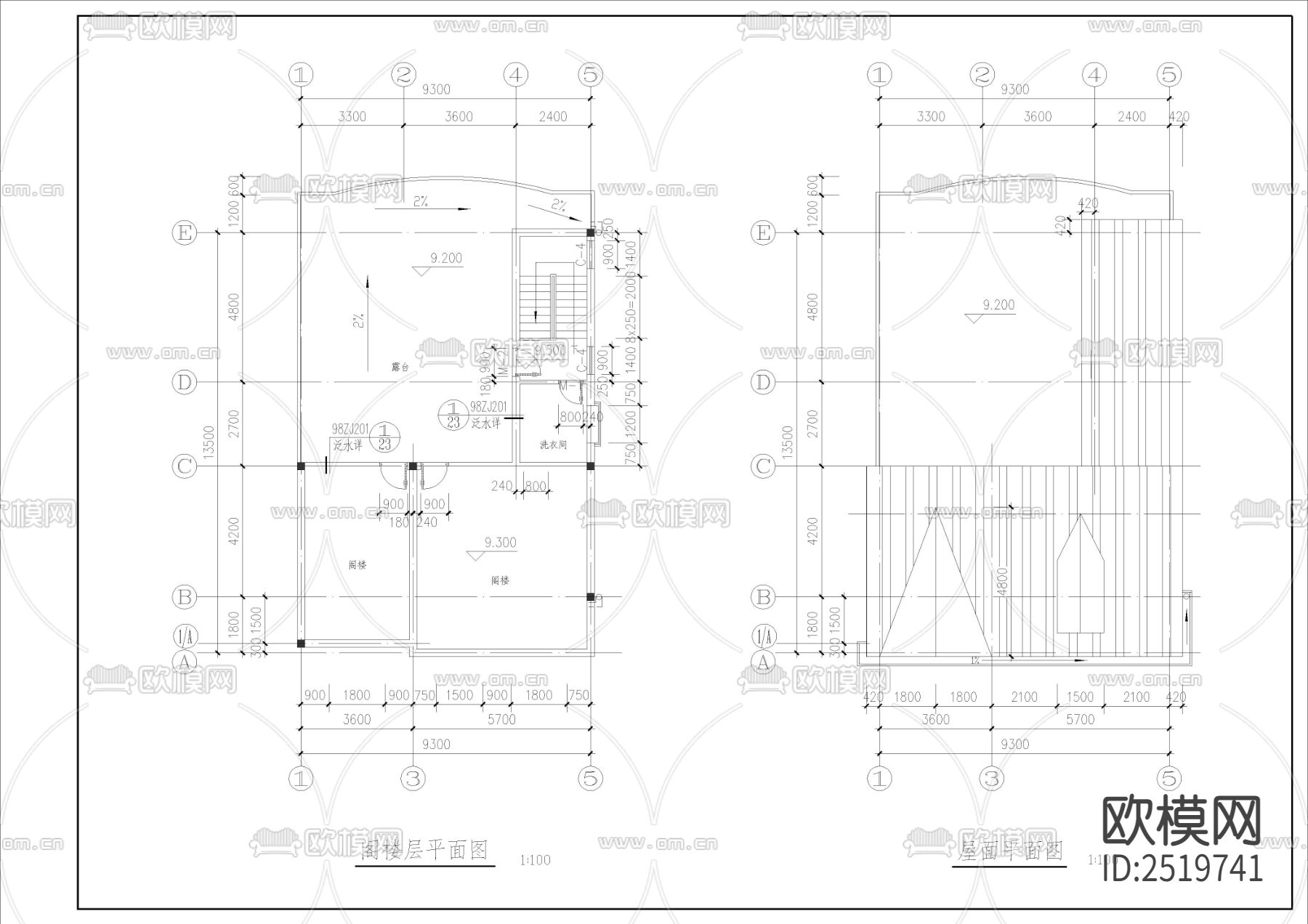 简欧新农村住宅CAD施工图下载（渲染图4）