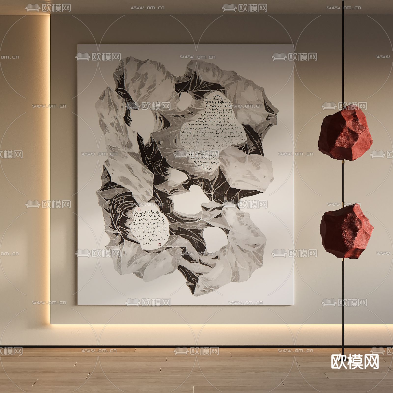 新中式装饰画su模型