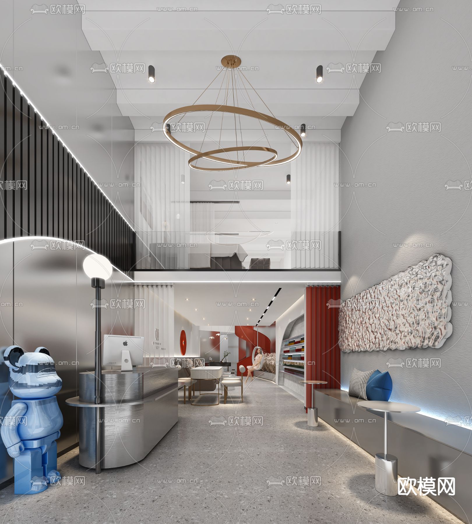 现代美容院前台 接待台3d模型下载