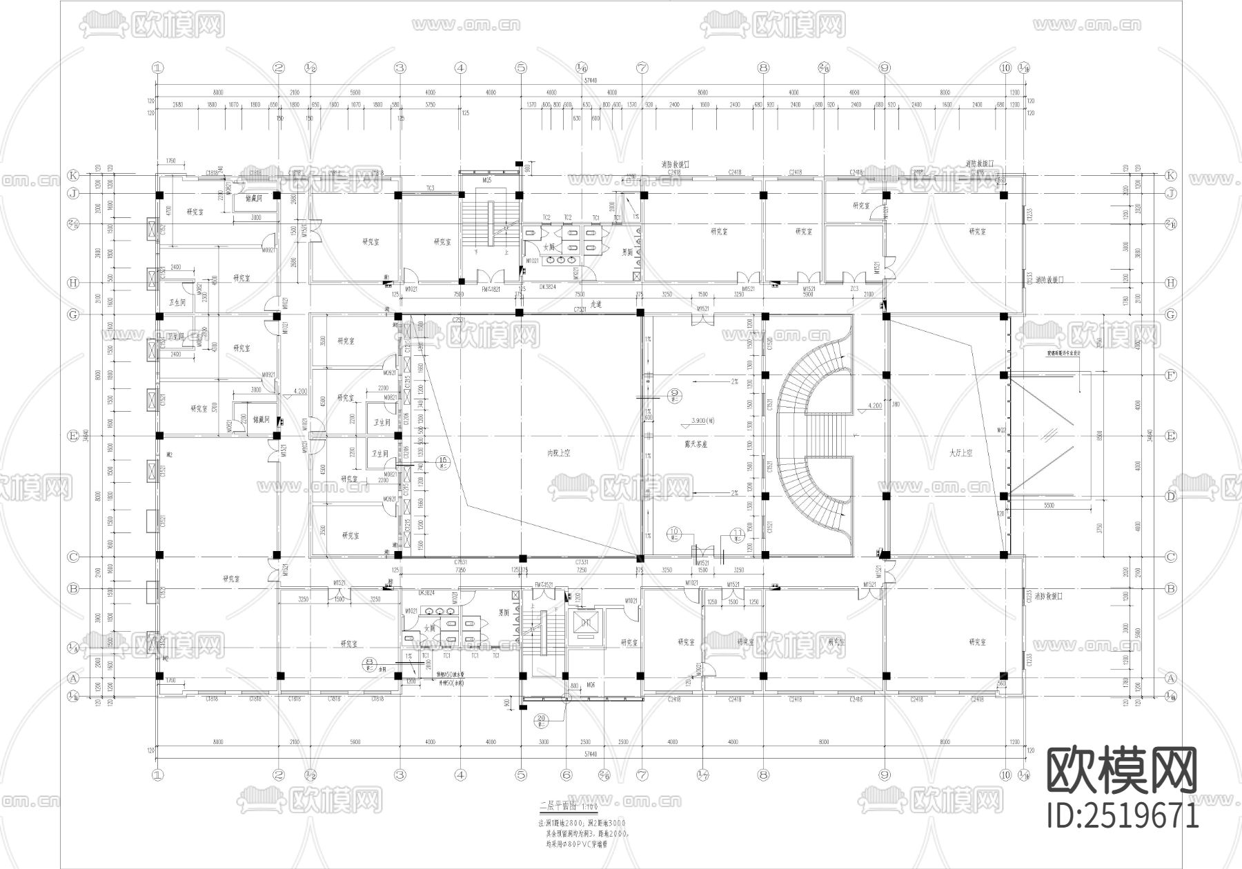 研发楼CAD施工图下载（渲染图4）
