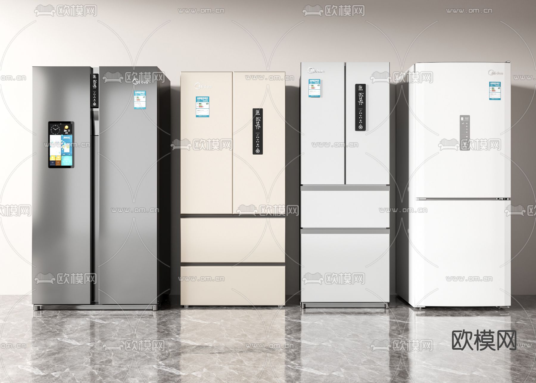 双开门冰箱 冰柜3d模型下载