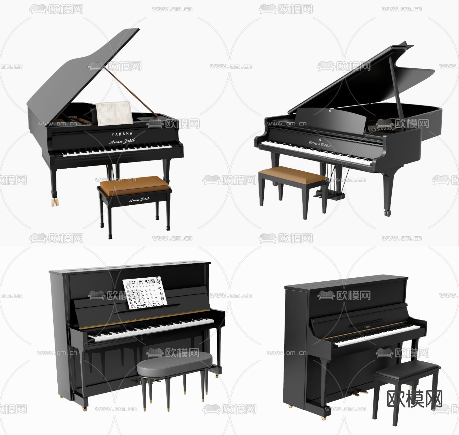 雅马哈钢琴3d模型下载