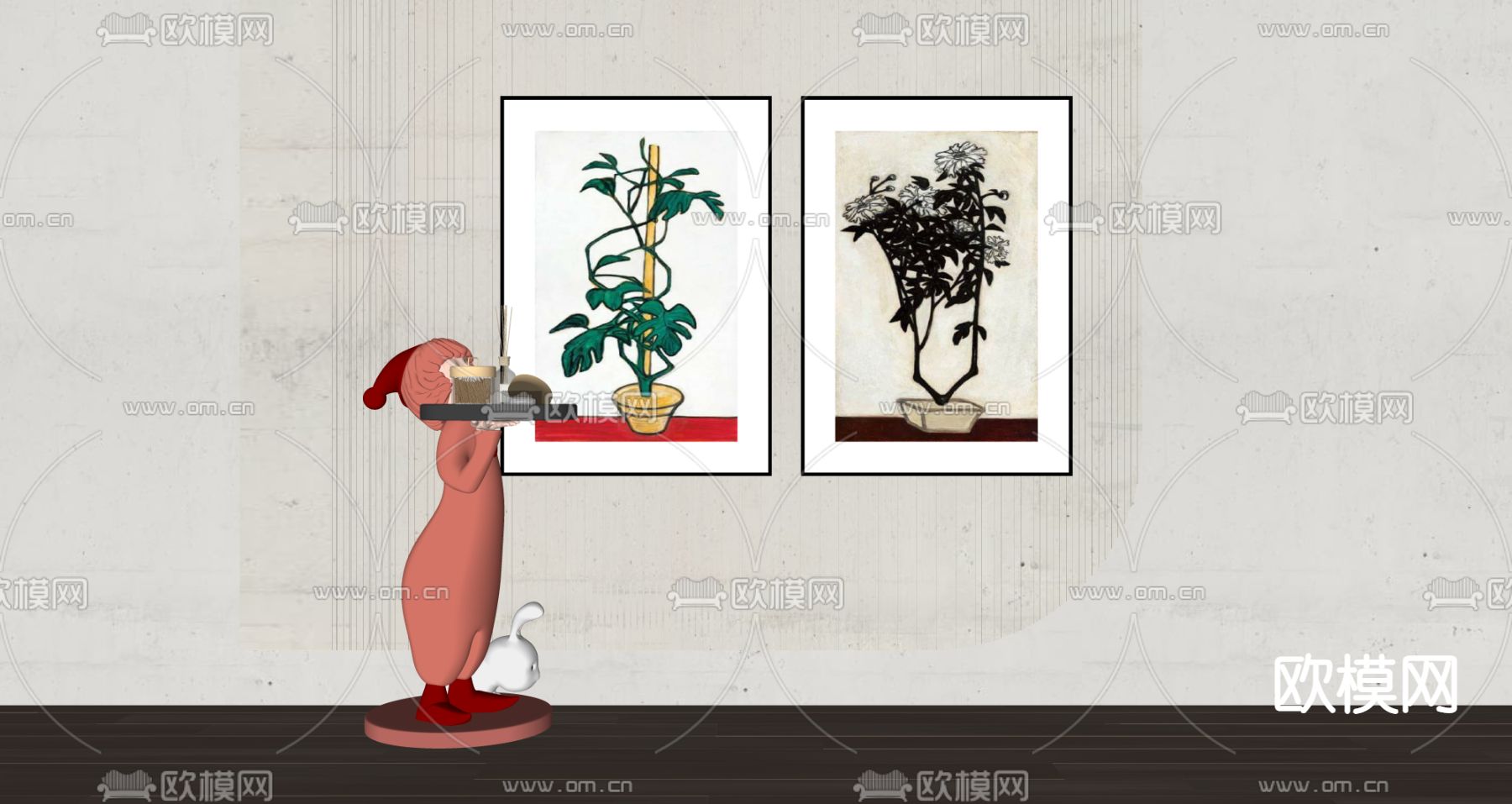 北欧装饰画su模型下载（渲染图2）