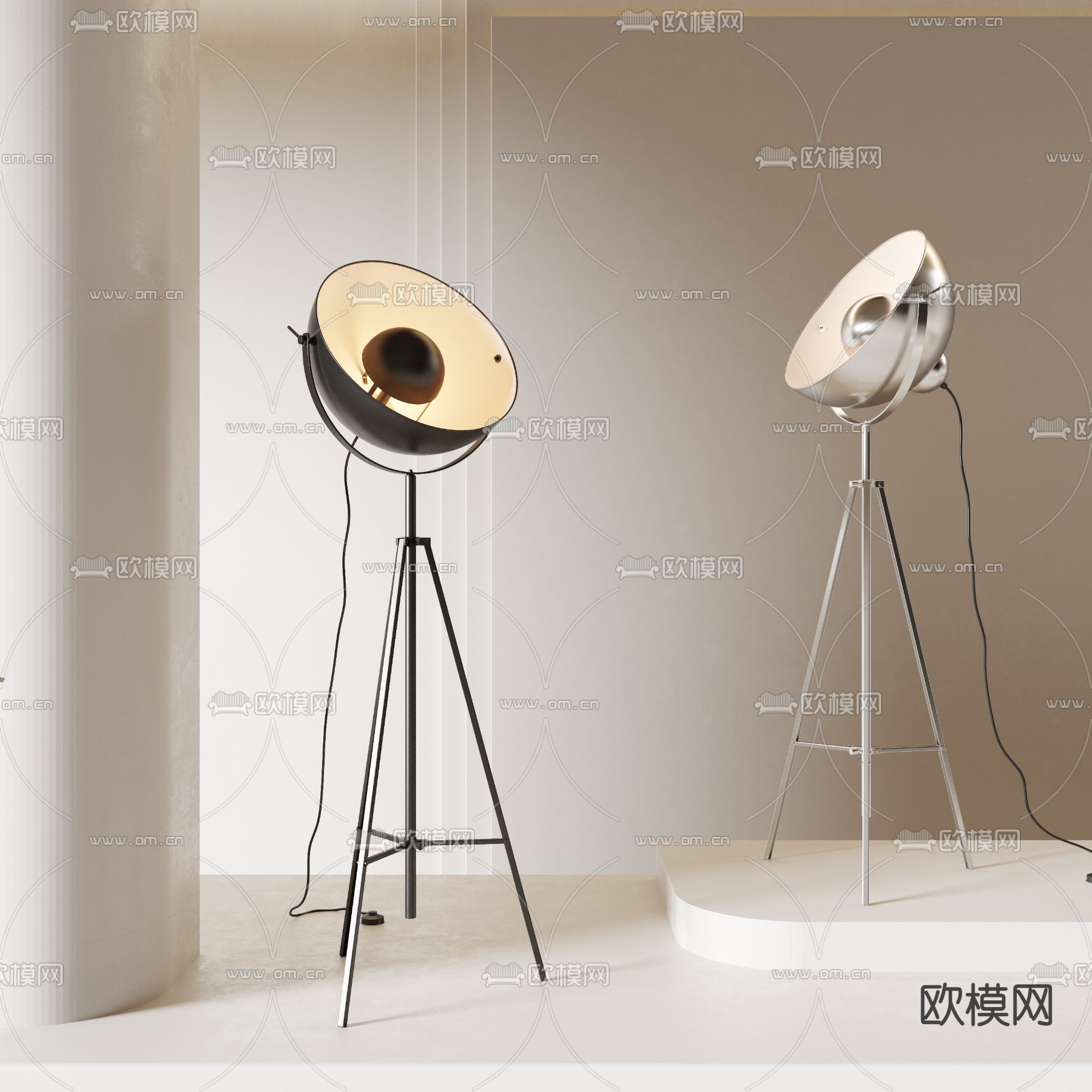 金属落地灯 摄影灯3d模型下载
