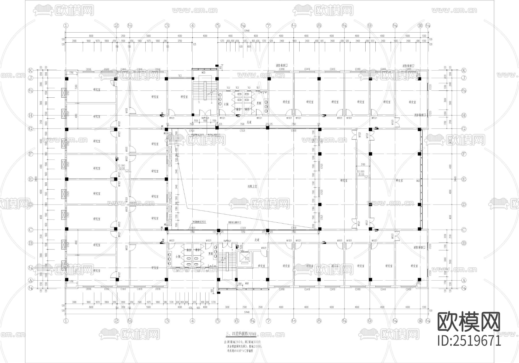 研发楼CAD施工图下载（渲染图2）
