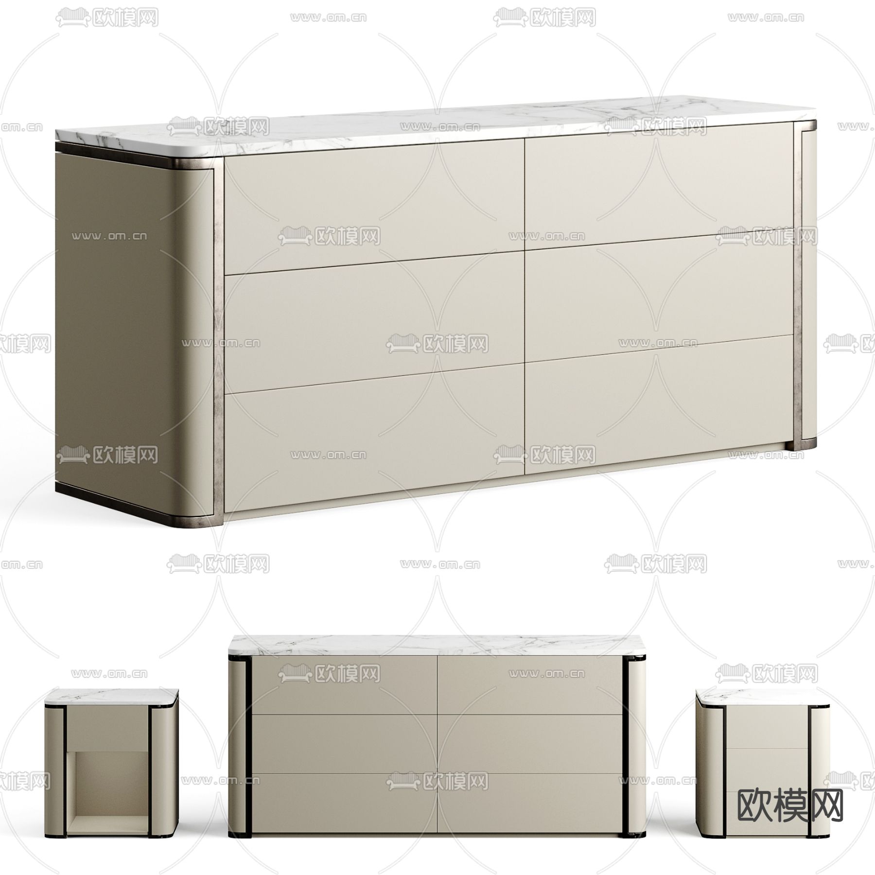 Fendi 玄关柜 边柜3d模型下载