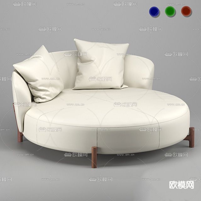 现代简约实木皮革懒人沙发免费3d模型下载_ID13029082_3dmax免费模型-欧模网