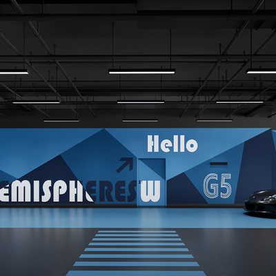  现代地下停车场su模型 