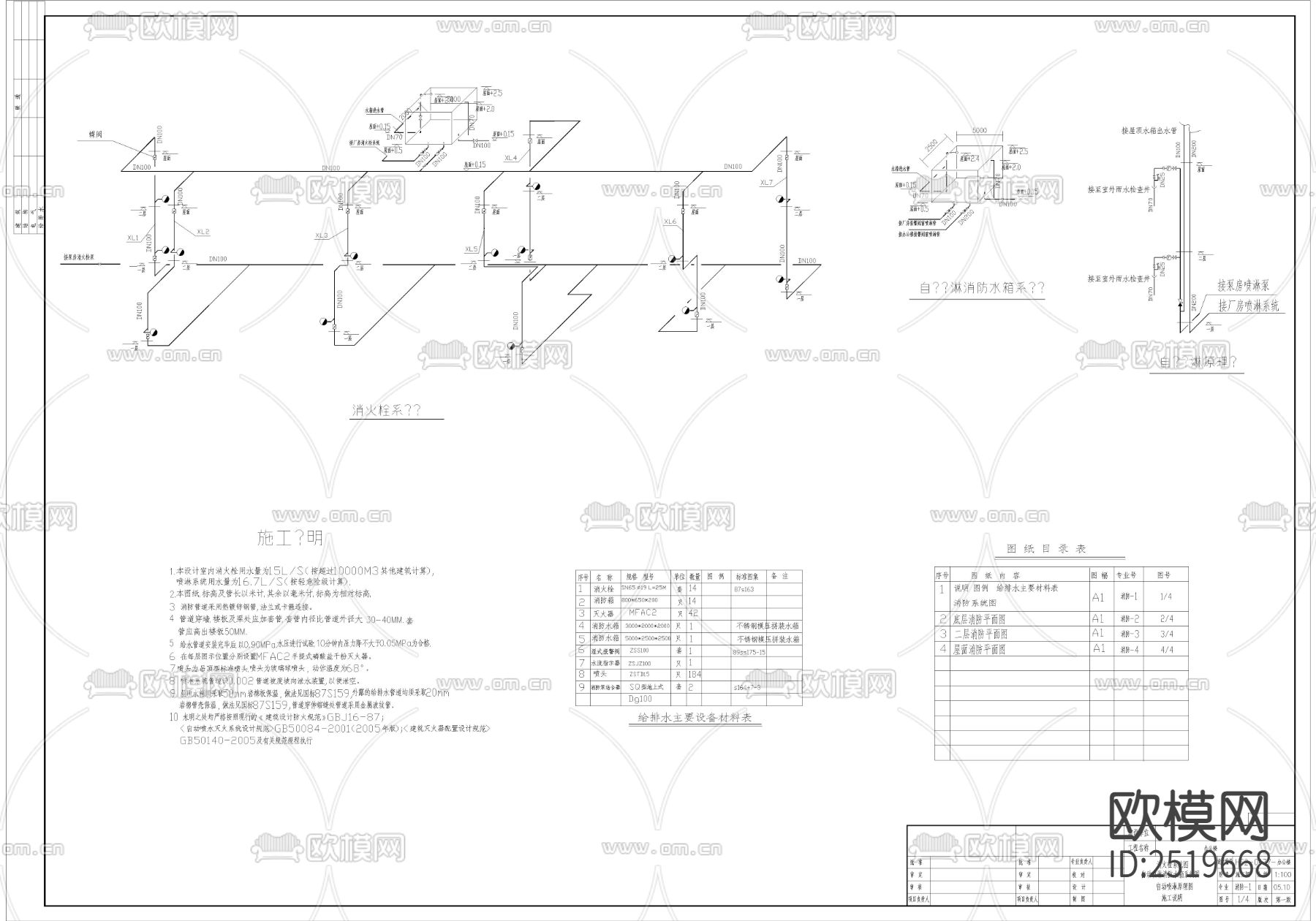消防全套CAD施工图下载（渲染图1）