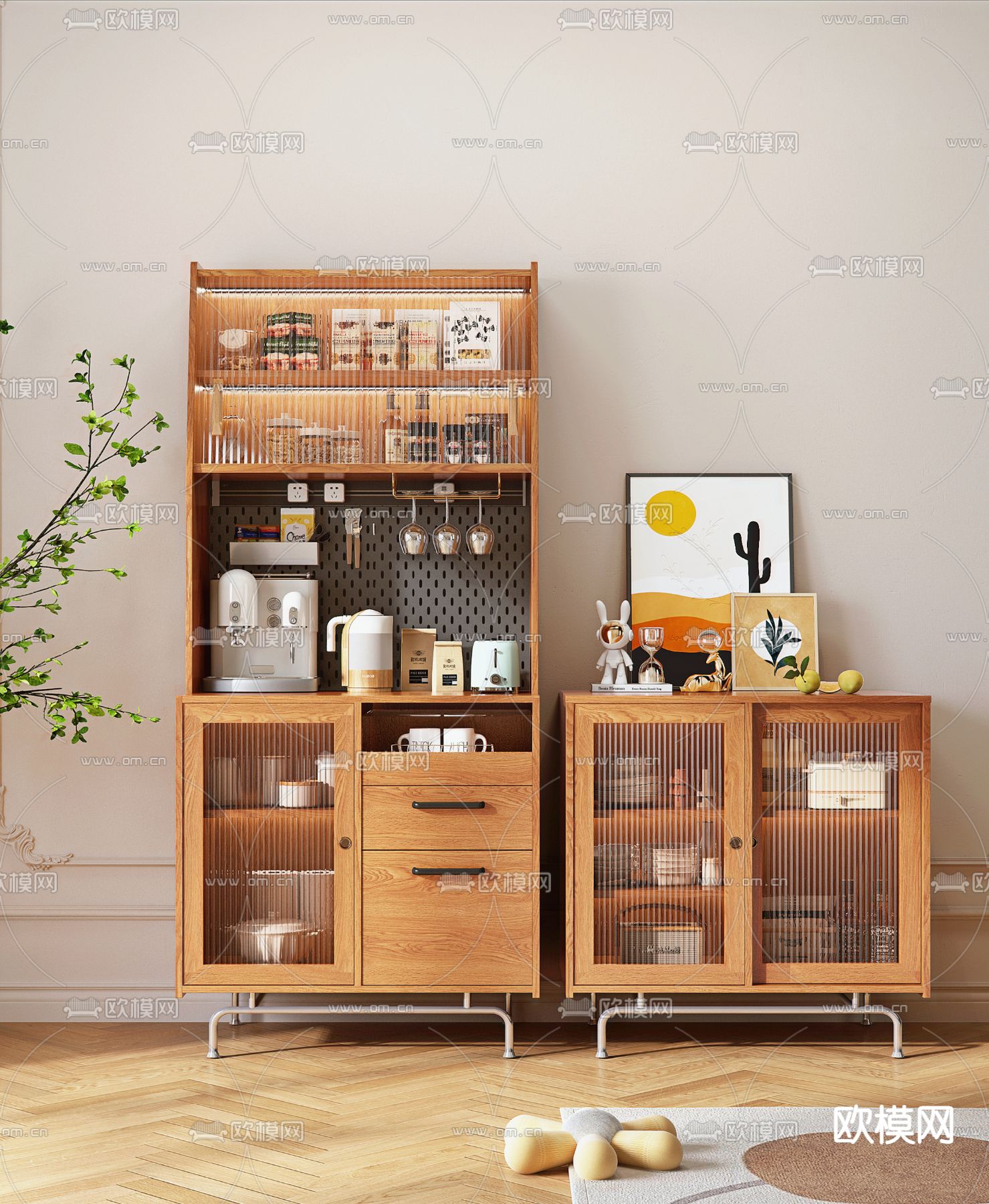 北欧风餐边柜3d模型下载（渲染图2）