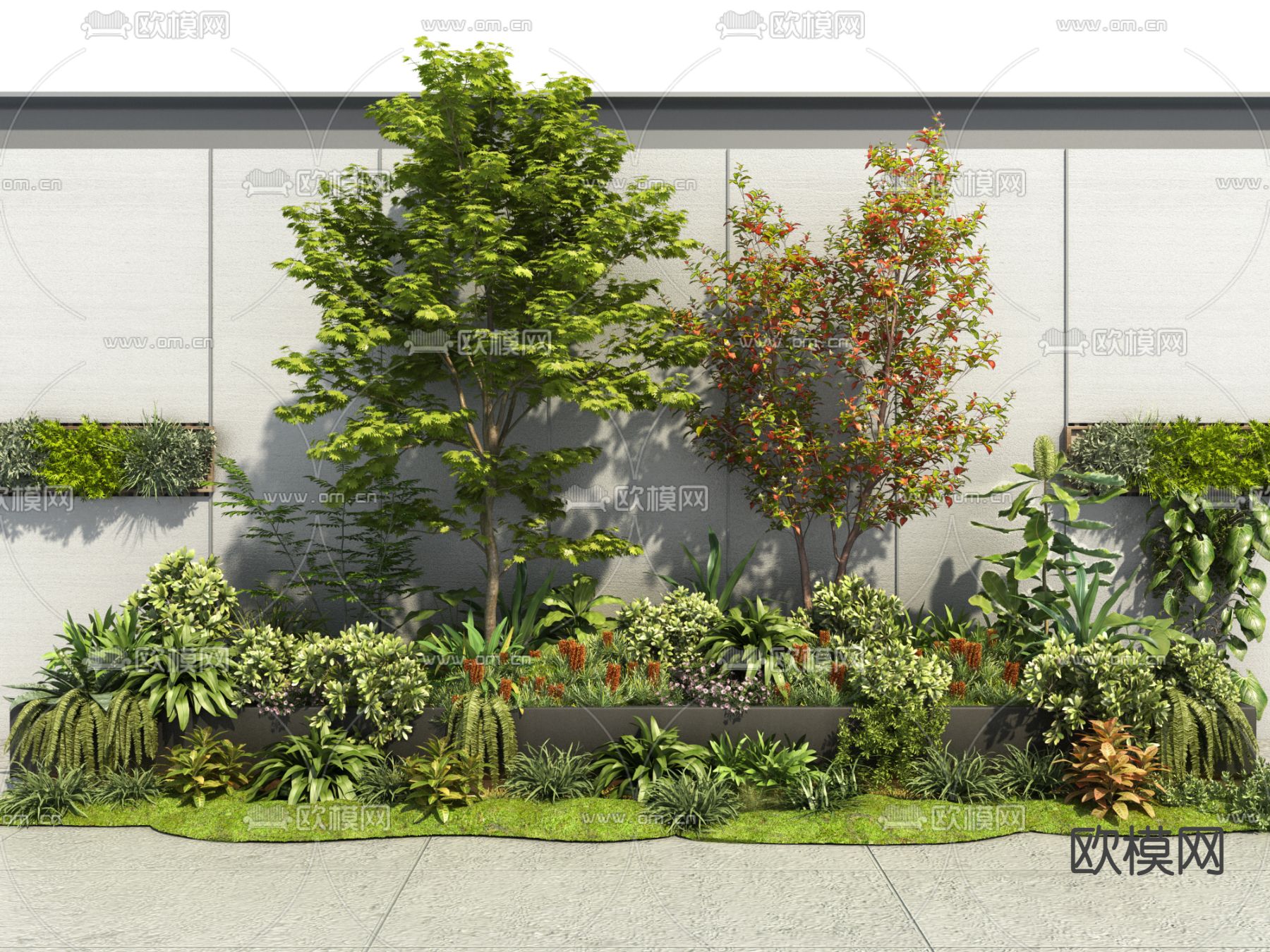 景观树 室外绿植堆3d模型下载_ID13026623_3dmax免费模型-欧模网