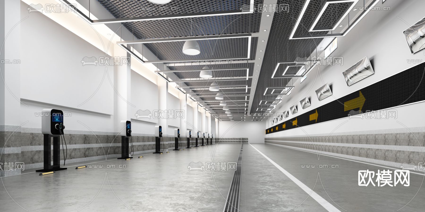 新能源车充电站 停车场3d模型下载