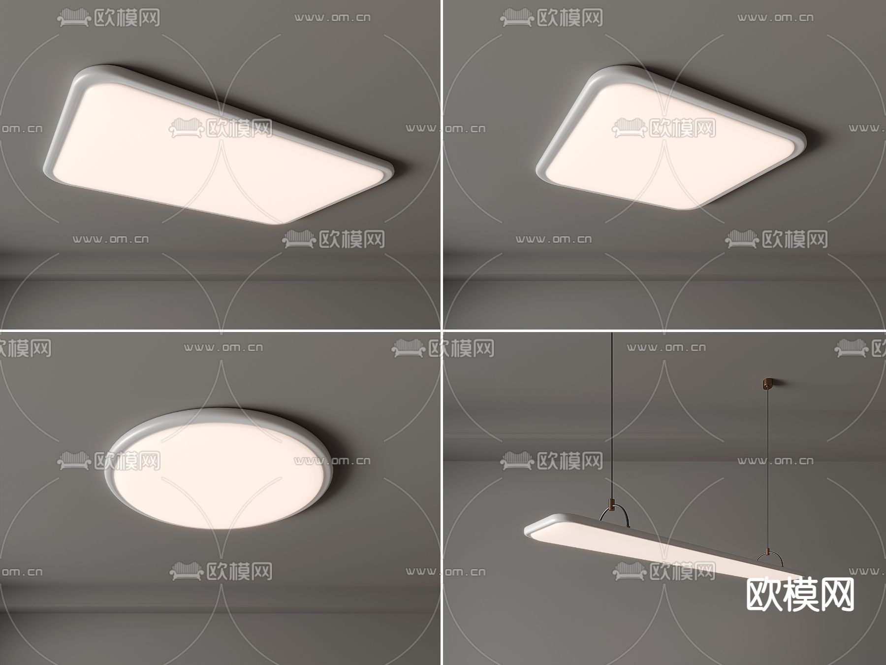 现代吸顶灯3d模型下载（渲染图1）