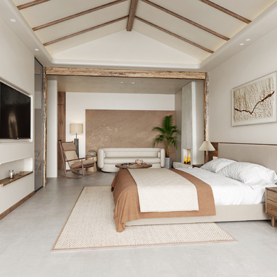  侘寂风酒店客房su模型 