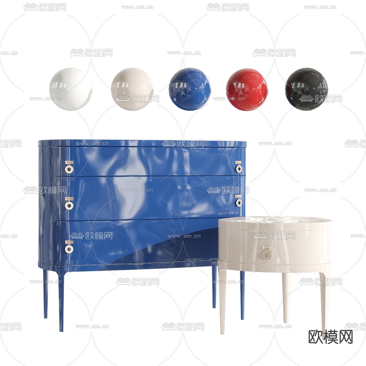 Fendi 现代床头柜3d模型下载